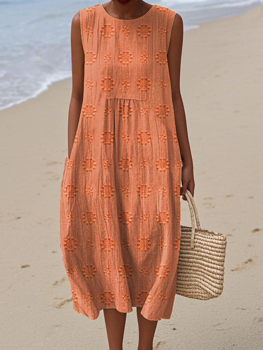 Gracelyn | Breezy Embroidered Sleeveless Beach Dress