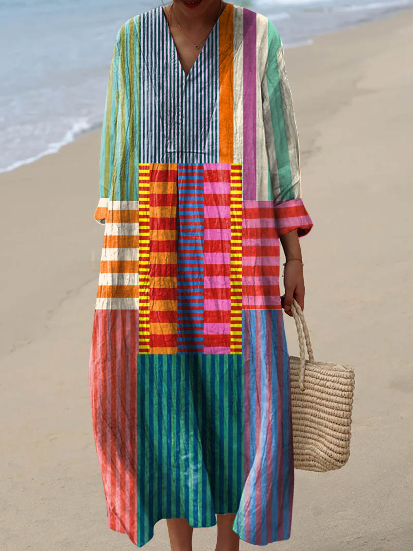 Cleo | Bold Striped Patch Maxi Dress