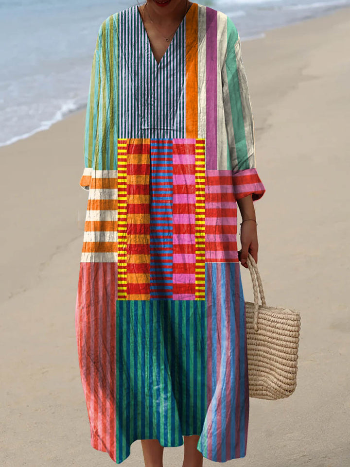 Cleo | Bold Striped Patch Maxi Dress