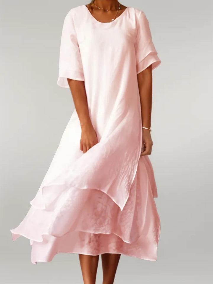 Amelie | Soft Tiered Asymmetrical Midi Dress