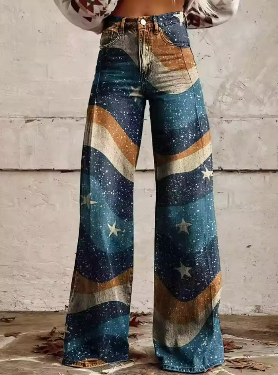 Zara | Cosmic Wave High-Waisted Wide-Leg Jeans