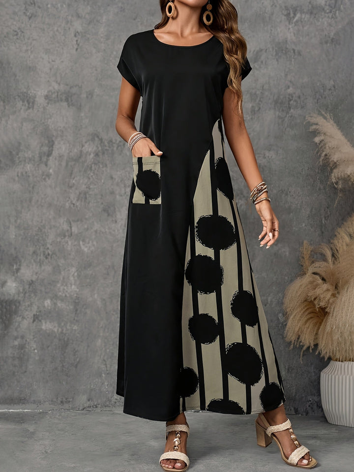 Nina | Modern Contrast Pocket Maxi Dress