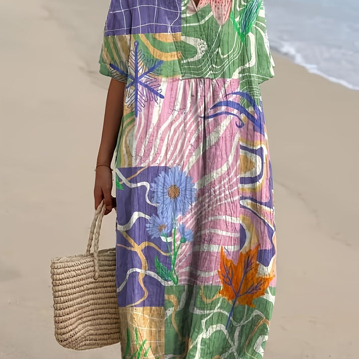 Tess | Abstract Garden Collage Midi Dress