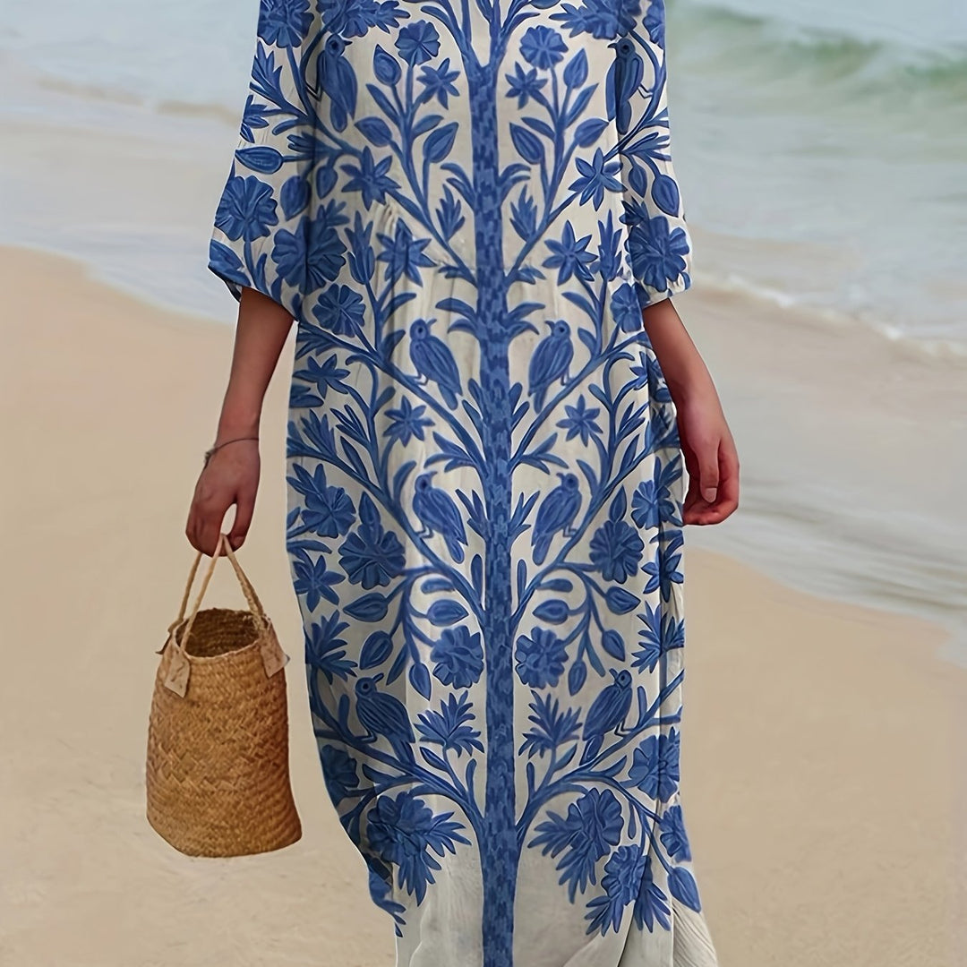 Elspeth | Blue Botanical Elegance Maxi Dress