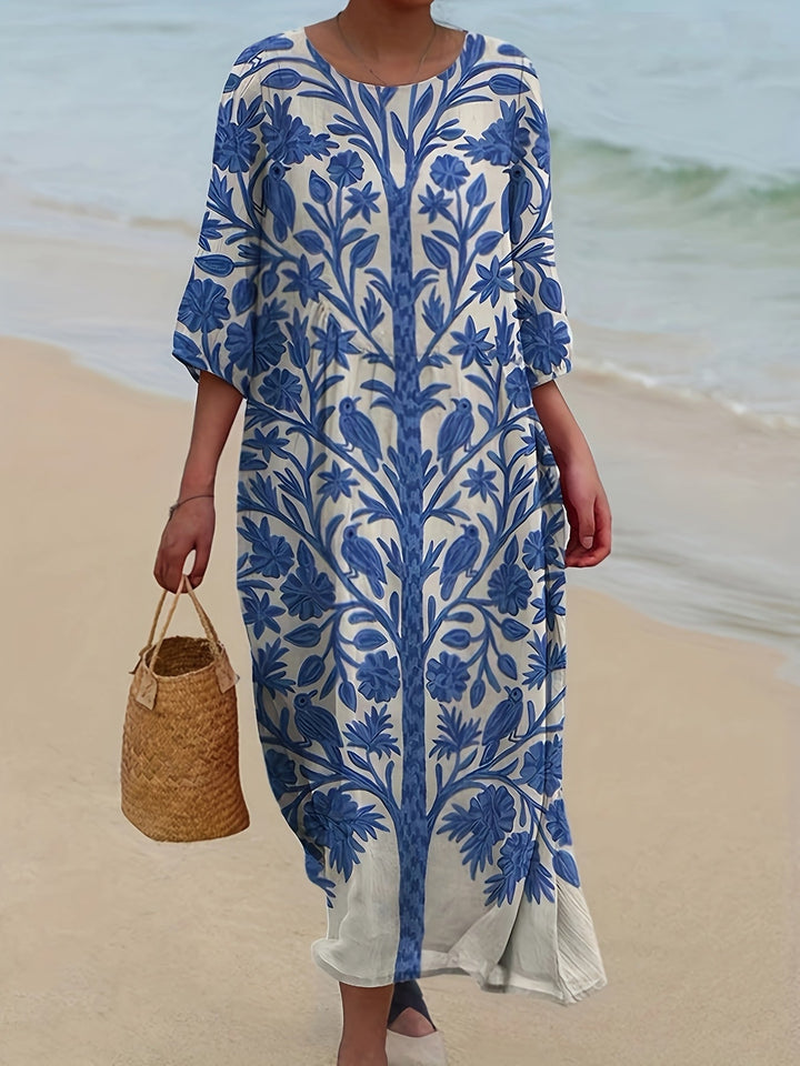 Elspeth | Blue Botanical Elegance Maxi Dress