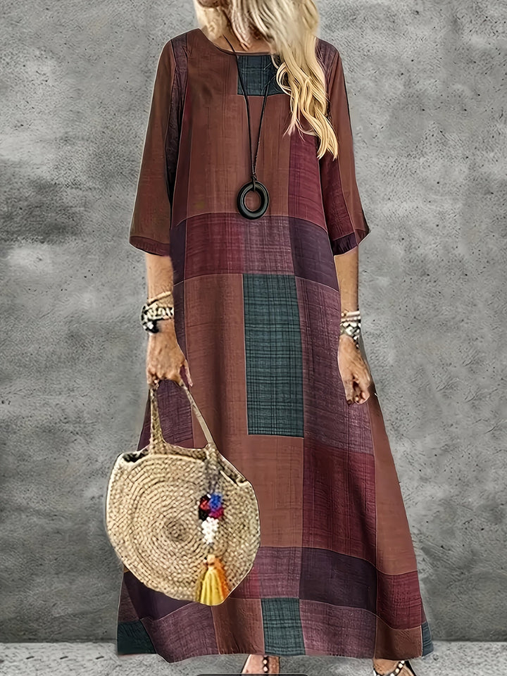 Ivy | Relaxed Fit Green Patchwork Maxi Dress