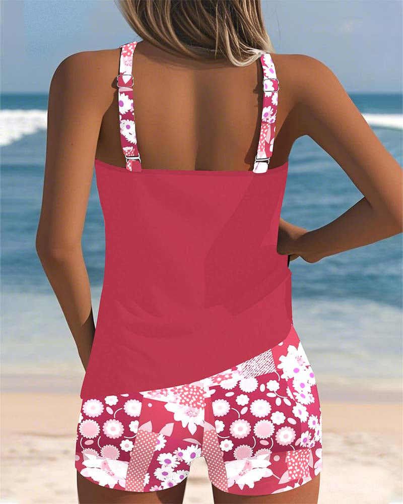 Riley | Floral Patchwork Tankini Set