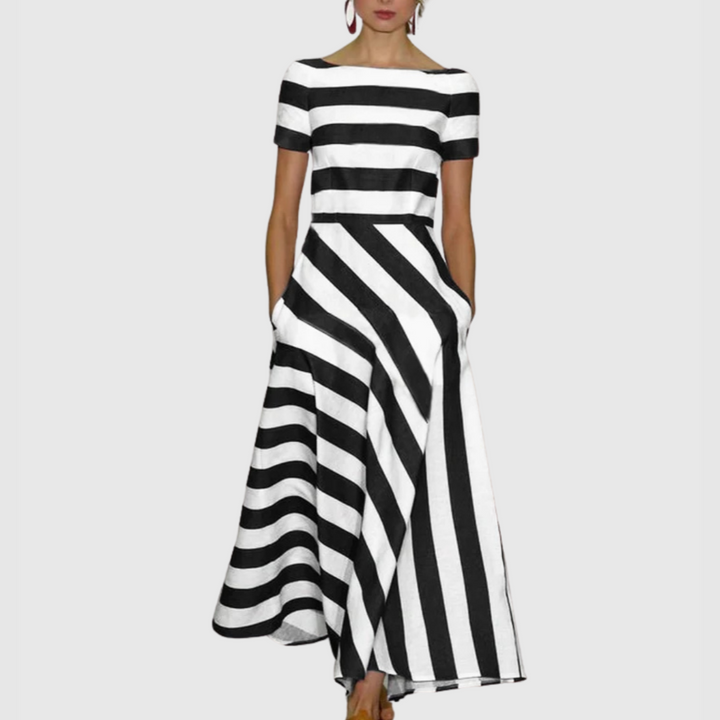 Harriet | Bold Stripe Fit & Flare Cotton Dress
