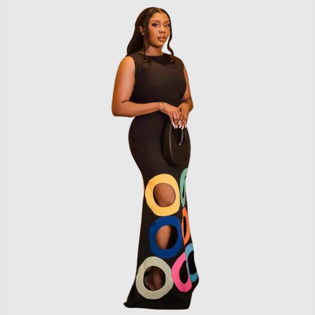 Marissa | Elegant Cut-Out Circle Detail Maxi Dress
