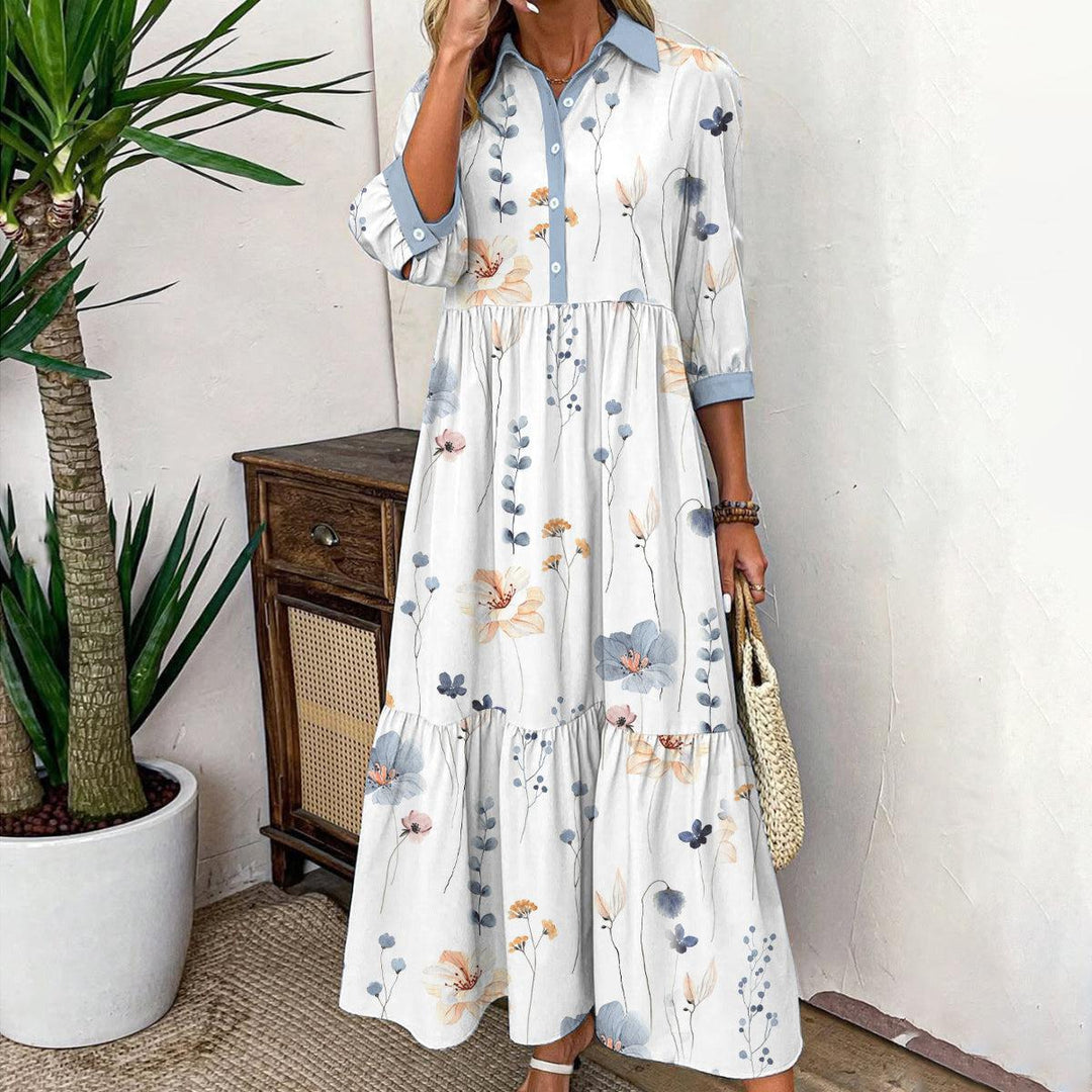 Lily-Mae | Elegant Floral Button-Up Midi Dress