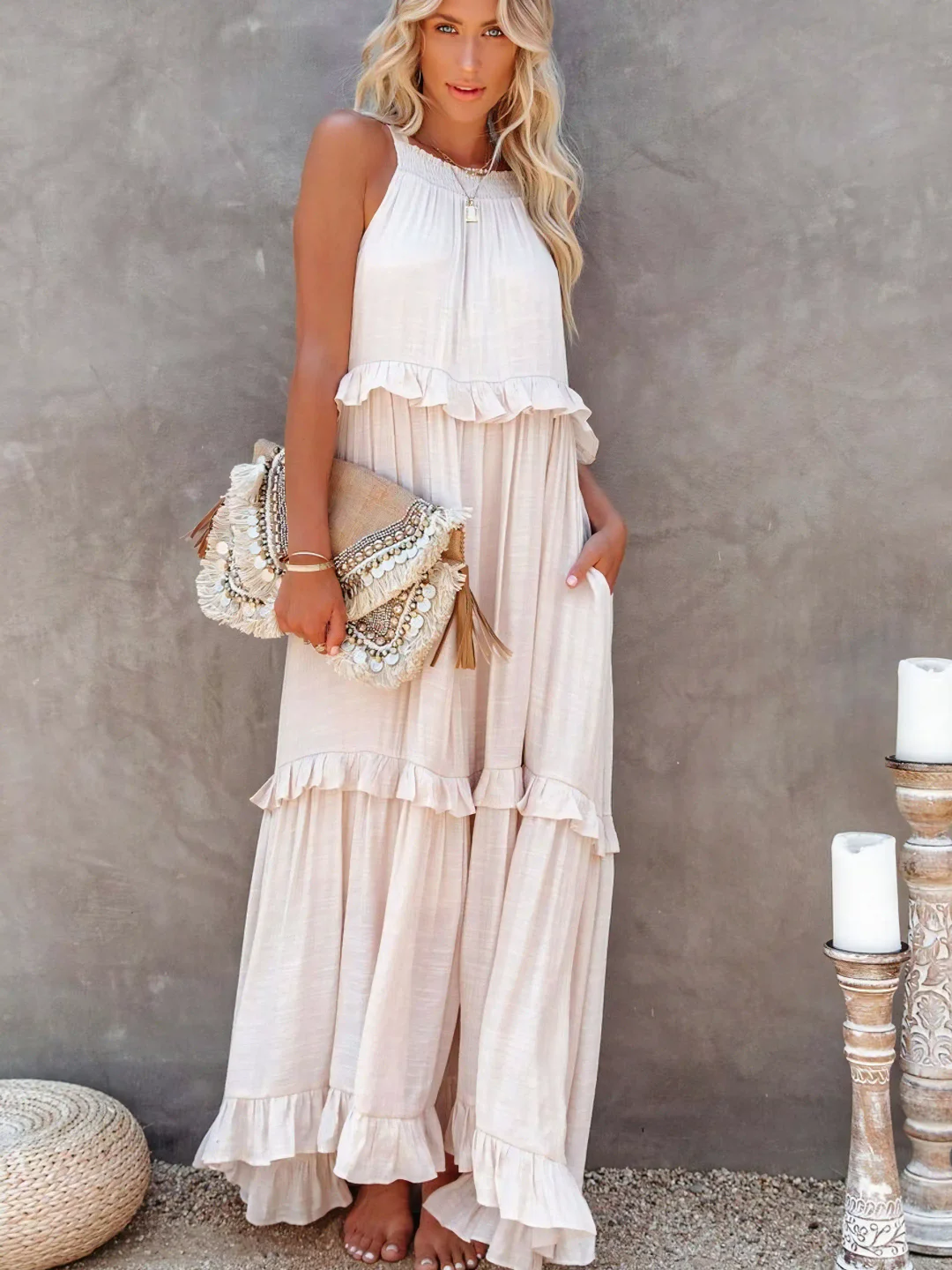 Madelyn | Boho Ruffle Maxi Dress
