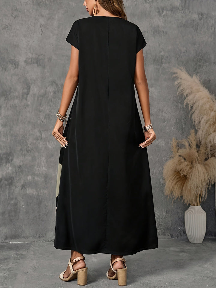 Nina | Modern Contrast Pocket Maxi Dress