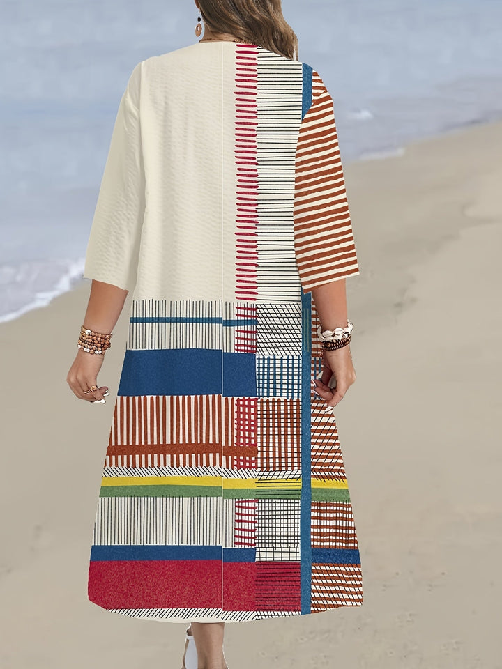Rowena | Artisan Patchwork Striped Maxi Dress