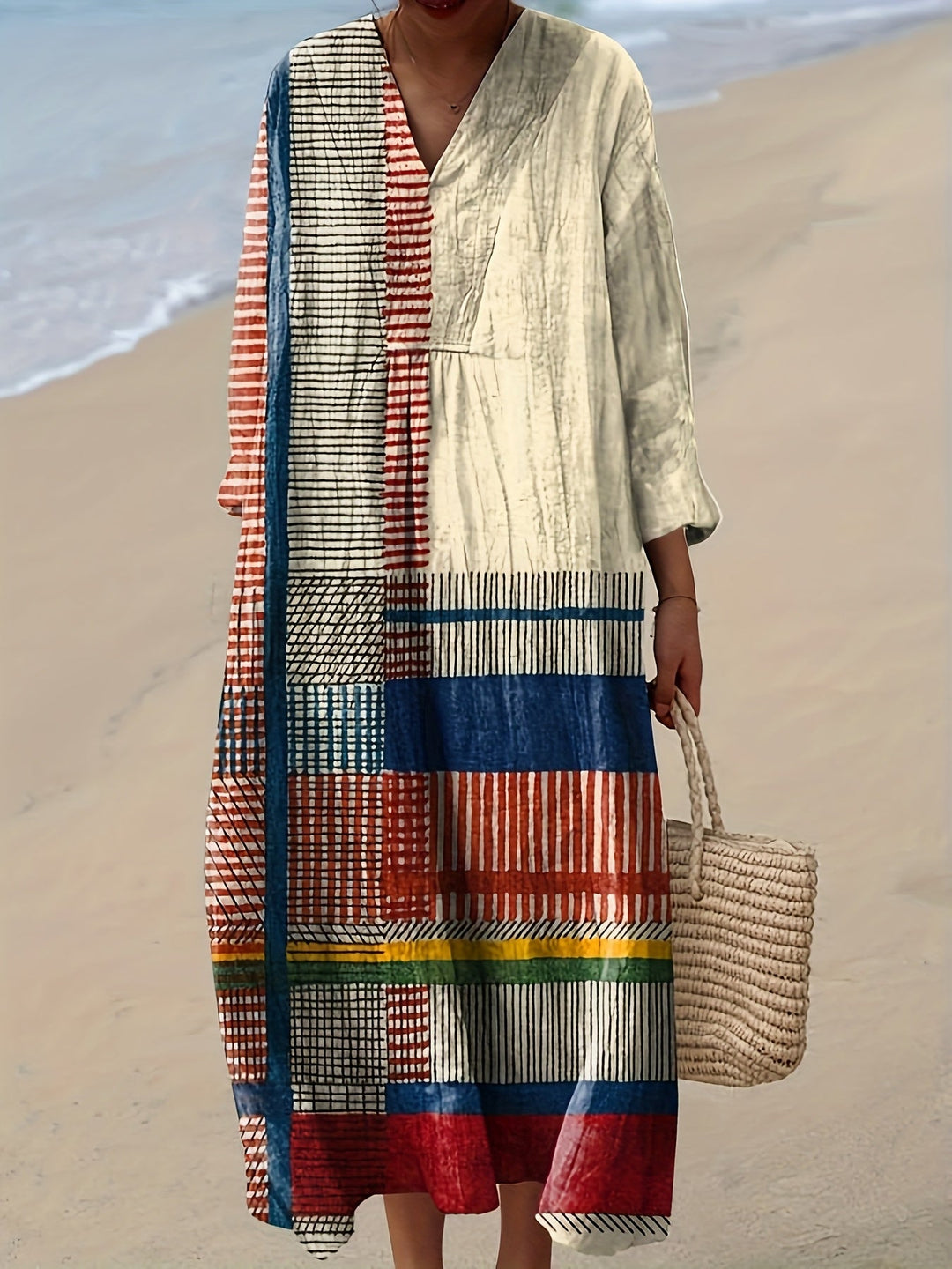 Rowena | Artisan Patchwork Striped Maxi Dress