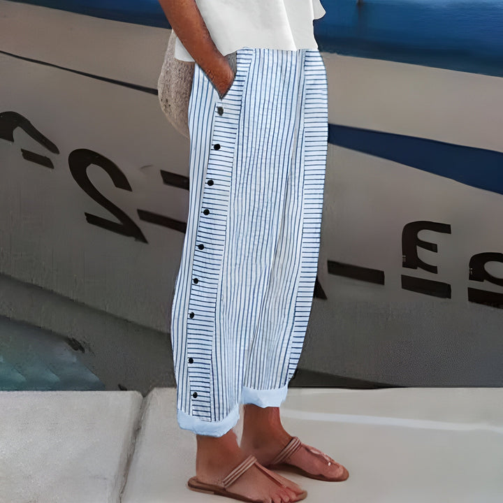 Reese | Coastal Stripe Linen Trousers