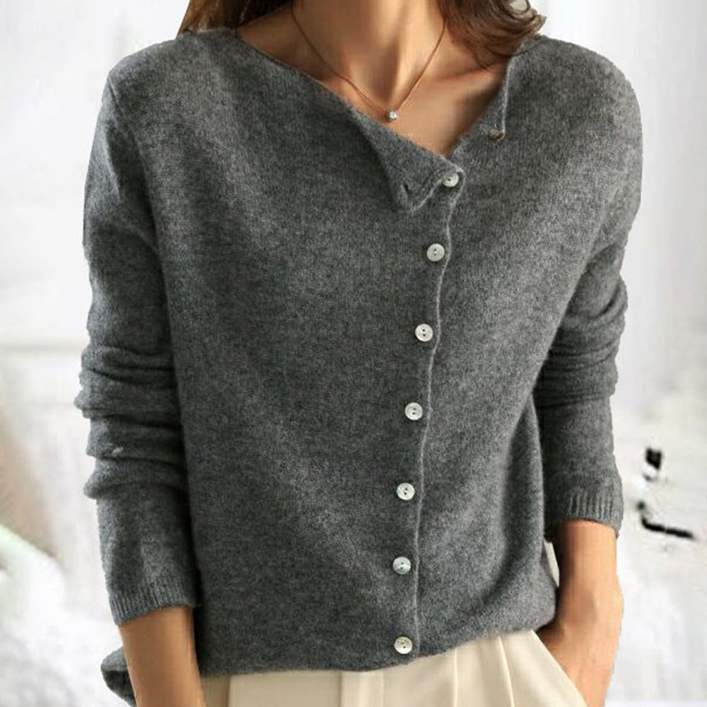 Aubrey | Asymmetric Button-Up Knit Sweater