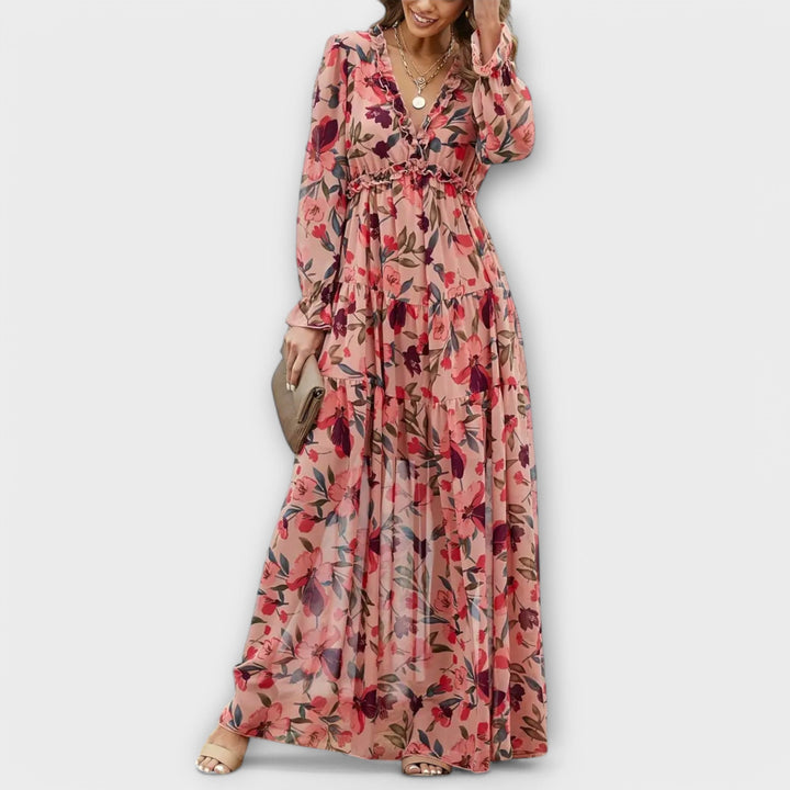 Lillian | Romantic Sheer Floral Maxi Dress