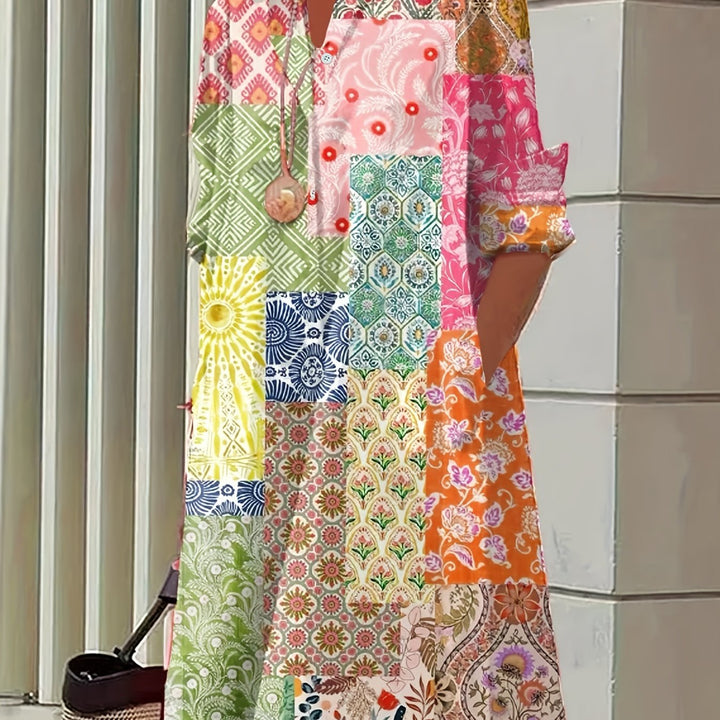 Elsie | Bohemian Patchwork Shirt Dress
