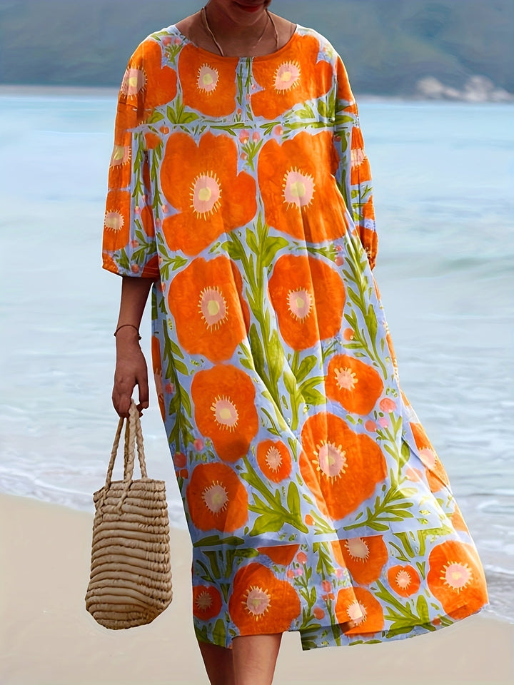 Lottie | Bold Floral Breeze Midi Dress