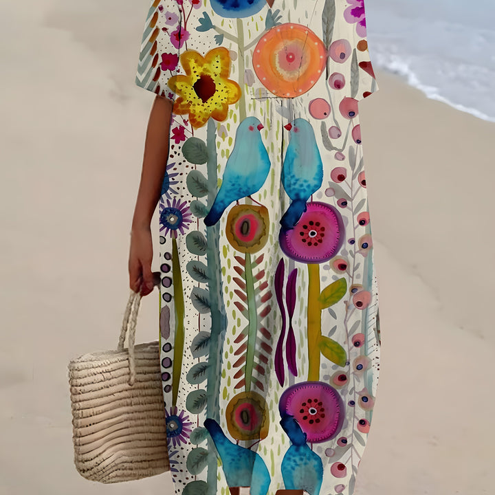 Wren | Whimsical Garden Bird Midi Dress