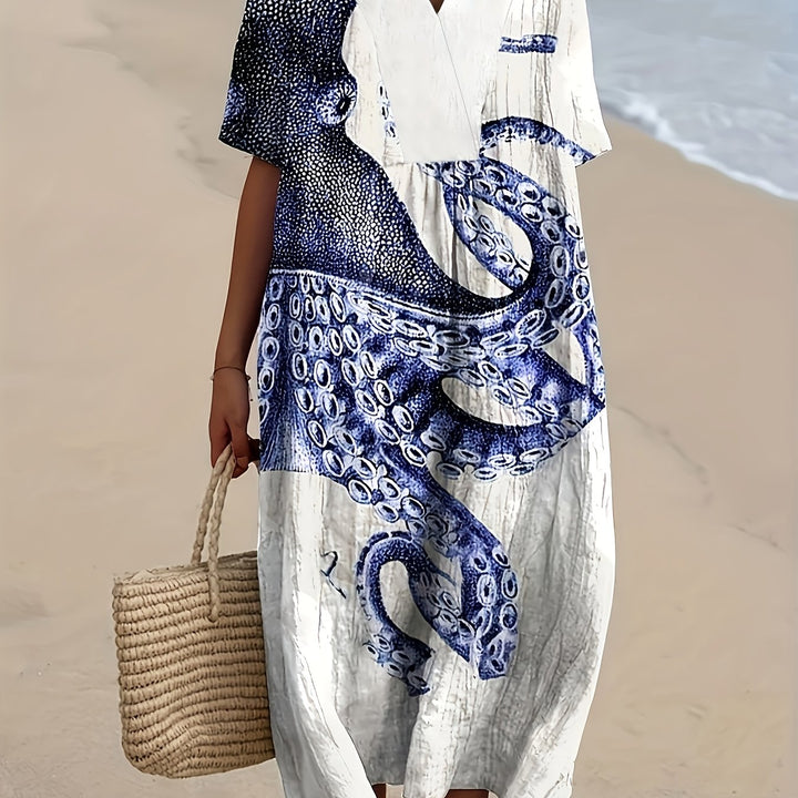 Marina | Deep Sea Octopus Print Midi Dress