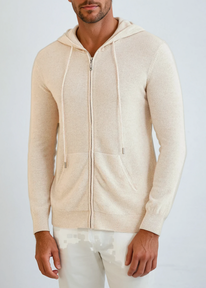 Cashmere Zip Vest - Cream Beige