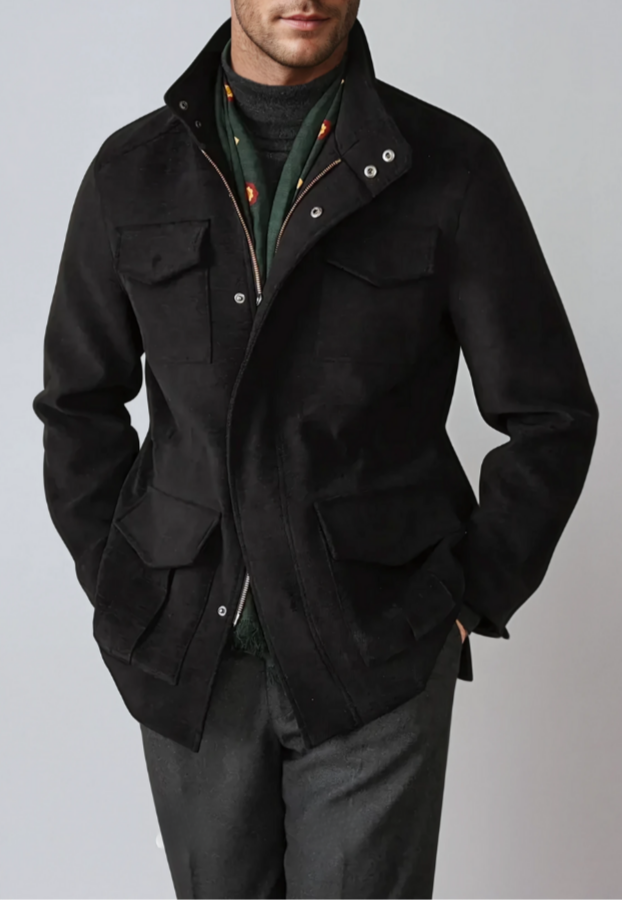 Wool Multi-Pocket Jacket Black