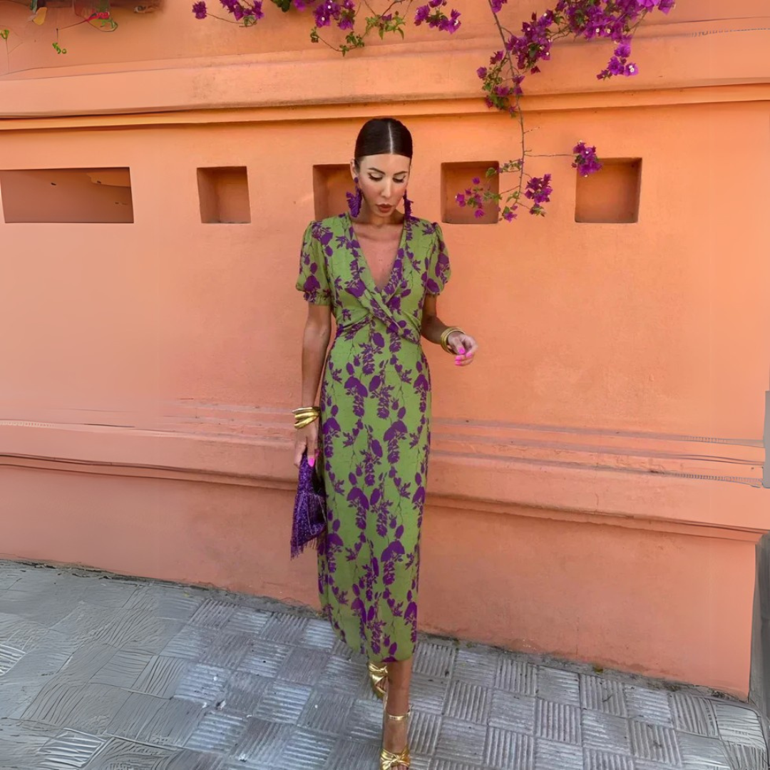 Violet | Vintage-Inspired Floral Midi Dress