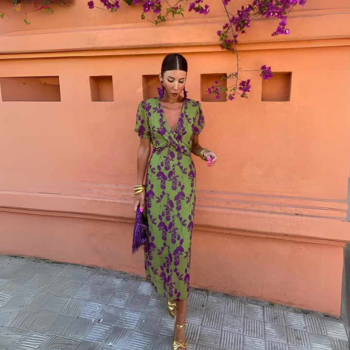 Violet | Vintage-Inspired Floral Midi Dress