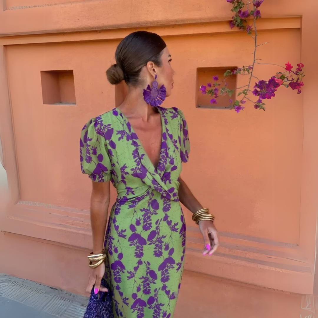 Violet | Vintage-Inspired Floral Midi Dress