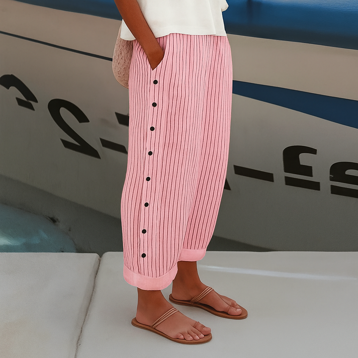 Reese | Coastal Stripe Linen Trousers