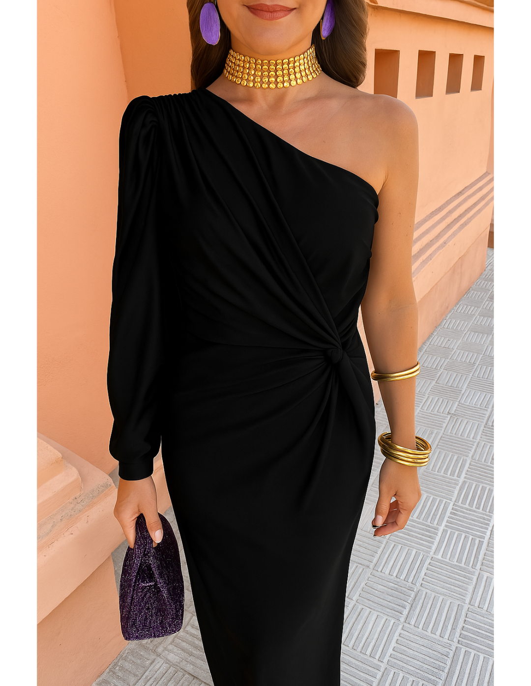 Celeste | Luxe One-Shoulder Draped Evening Dress
