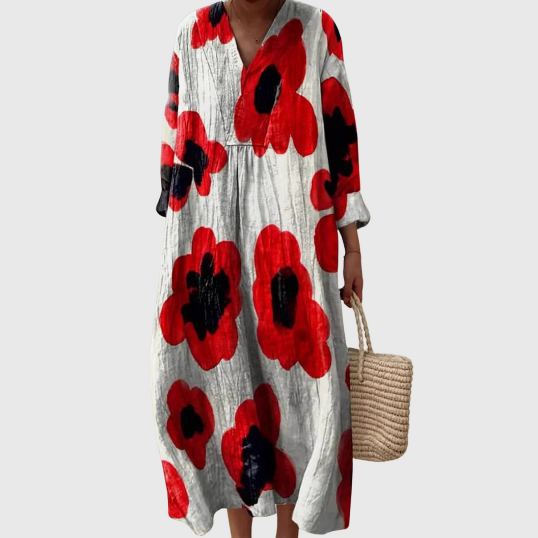 Imogen | Bold Poppy Print Maxi Dress