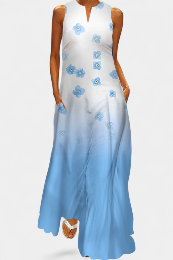 Enna Vestido Colorido Sin Mangas con Escote en V