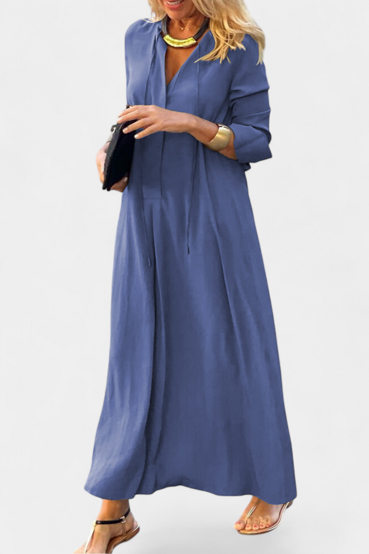 Verónica Dress with Long Sleeves and V-Neck