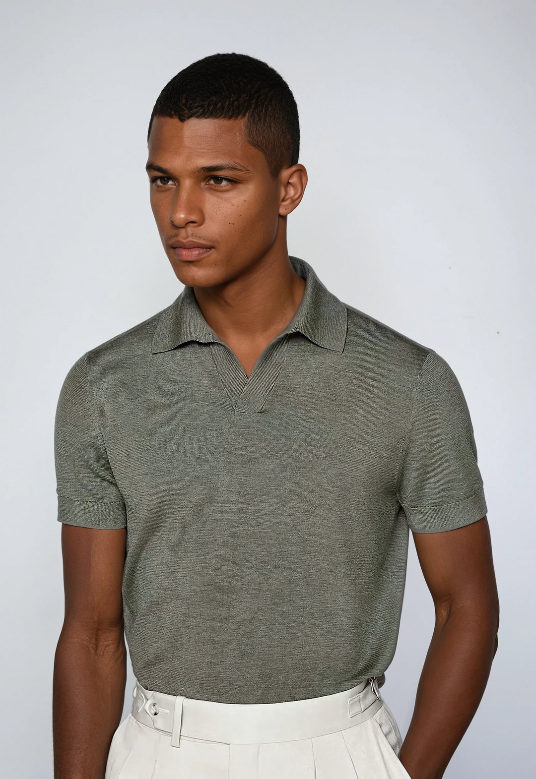 Polo Without Buttons - Olive Green