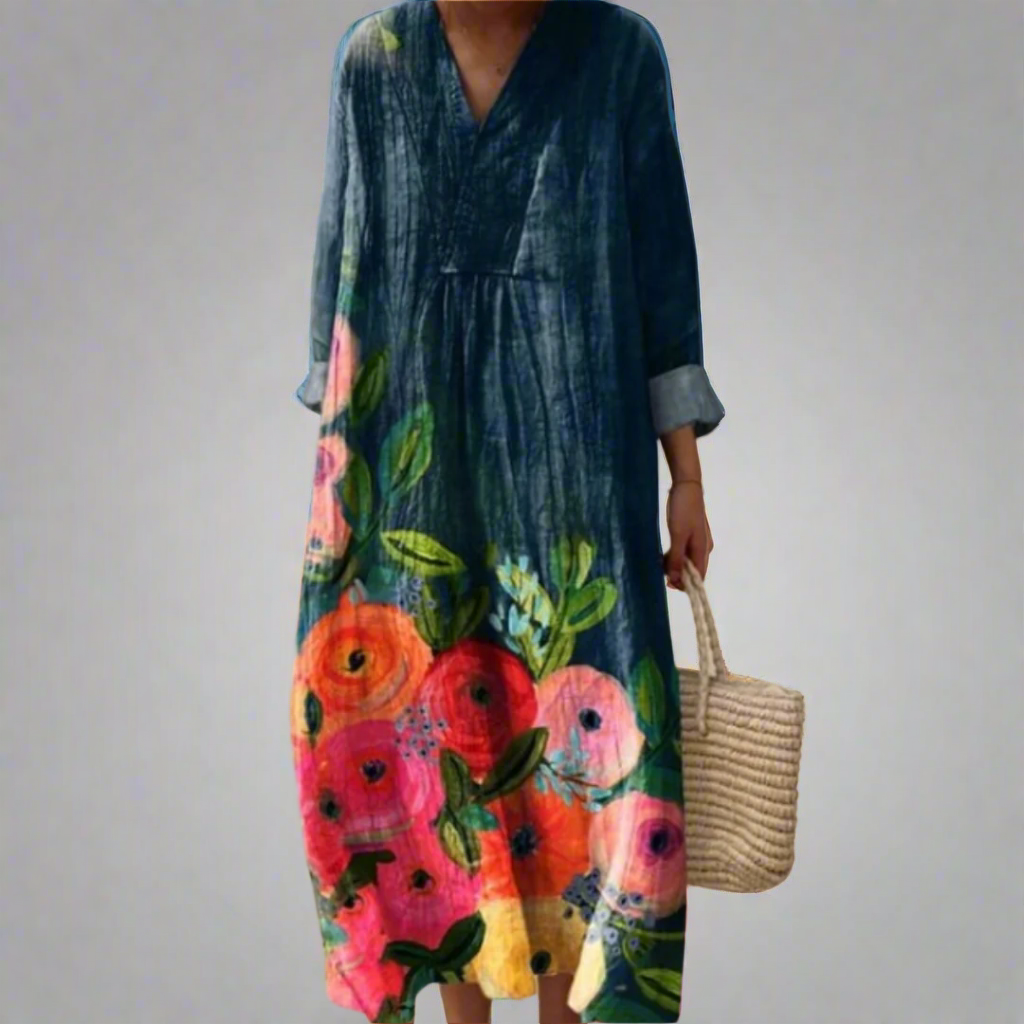 Poppy | Watercolor Floral Cotton Maxi Dress