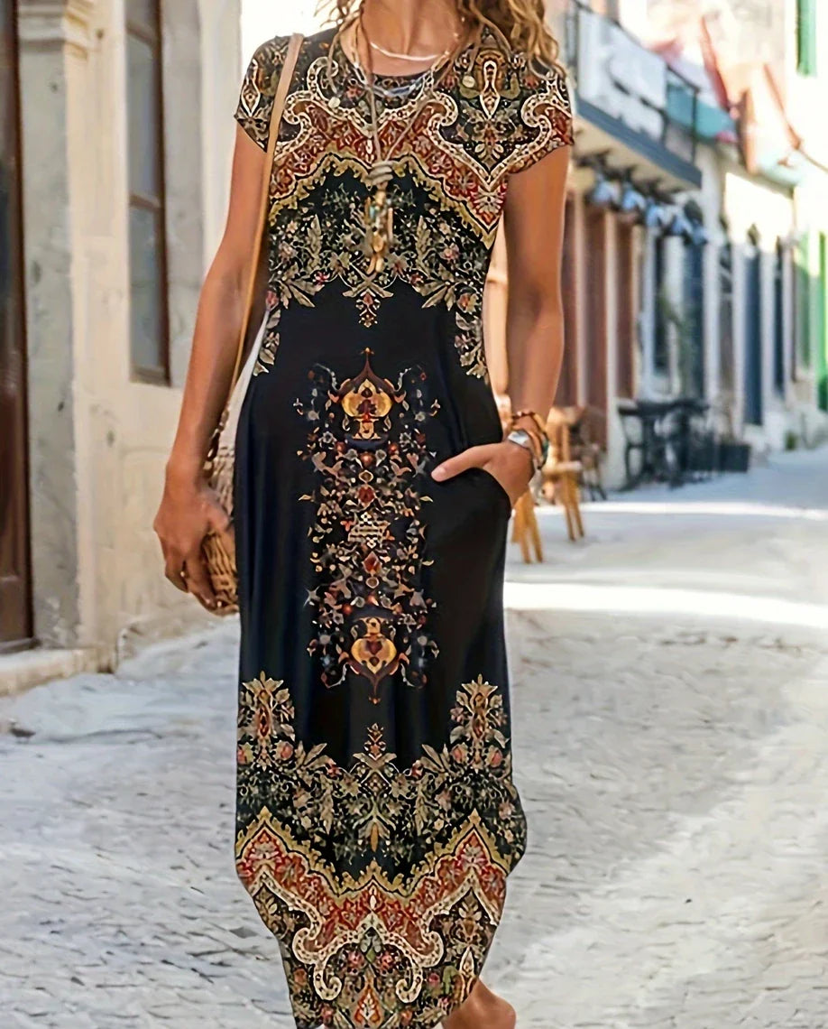 Serena | Ornate Print Boho Maxi Dress