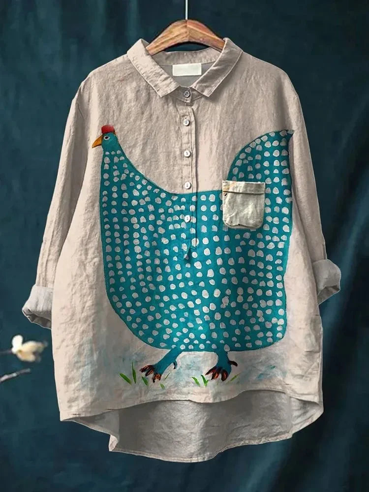 Dottie | Polka Dot Hen Linen Shirt