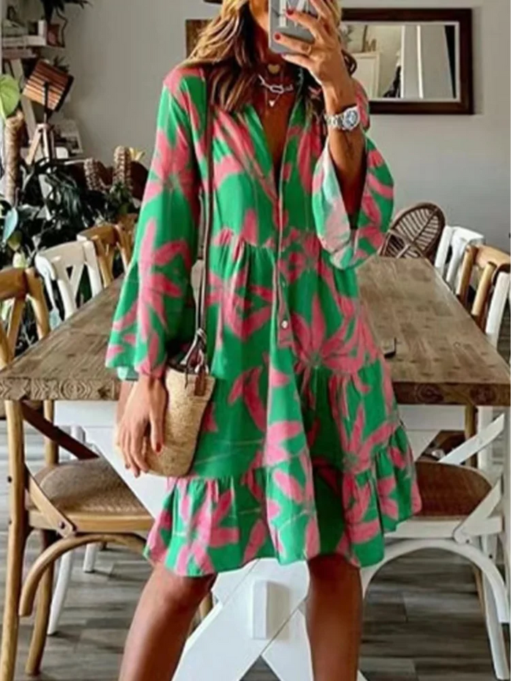 Lila | Tropical Leaf Swing Dress