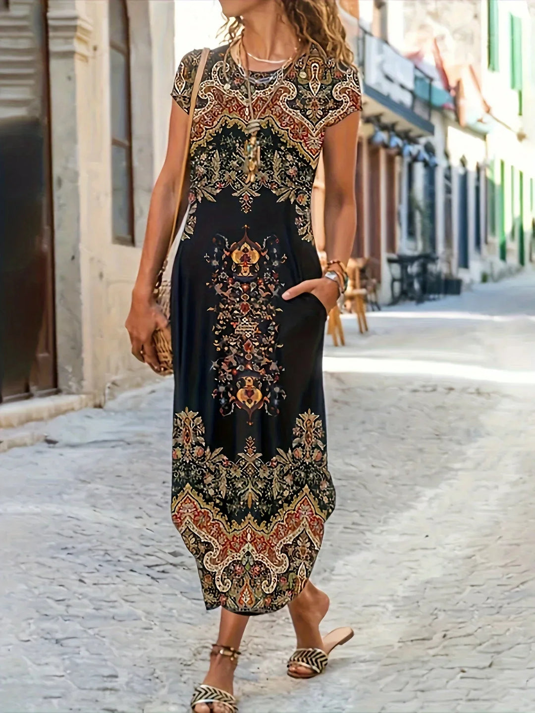 Serena | Ornate Print Boho Maxi Dress