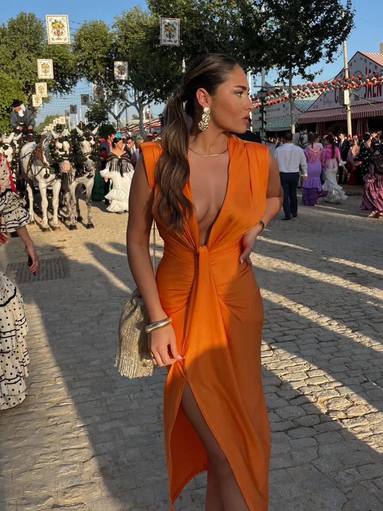 Elena | Deep Teal Draped Front Evening Dress