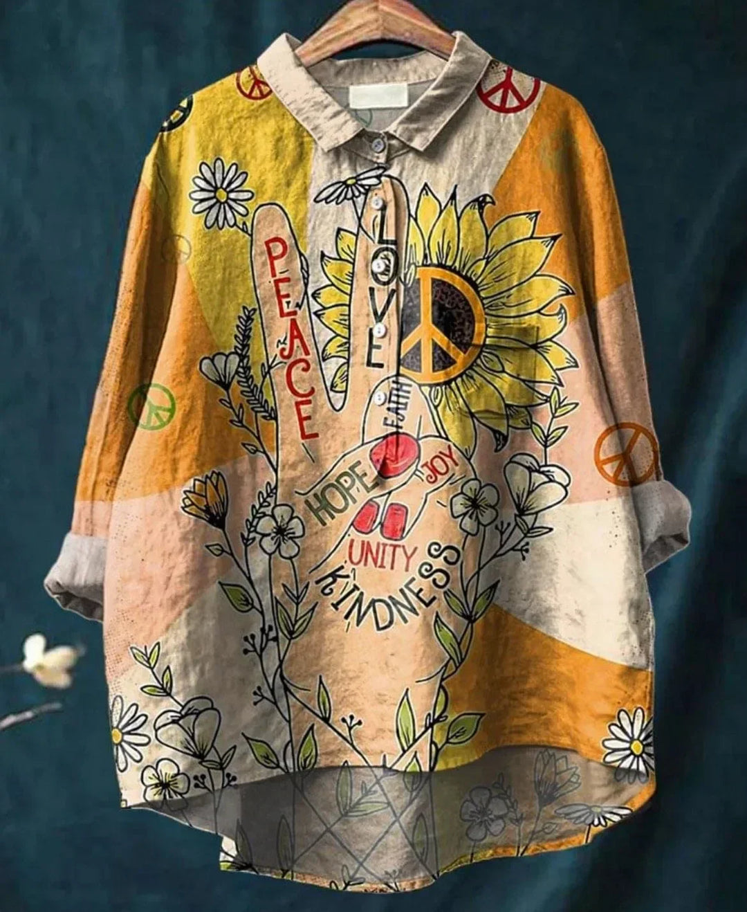 Harper | Peace & Kindness Graphic Linen Shirt