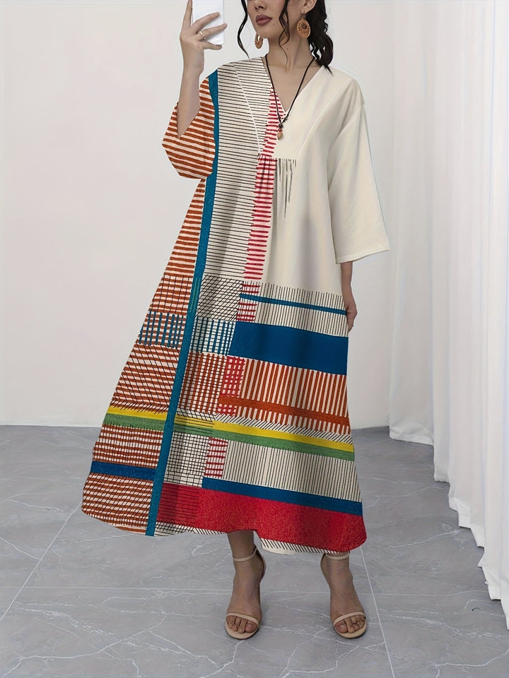 Rowena | Artisan Patchwork Striped Maxi Dress