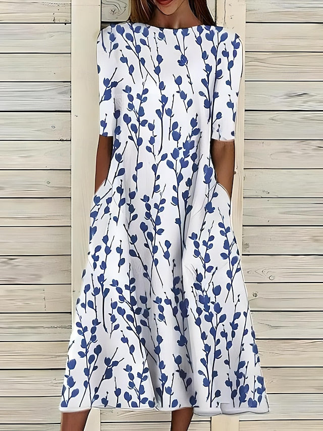 Elodie | Fresh Blue Blossom Swing Dress