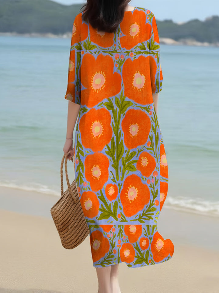 Lottie | Bold Floral Breeze Midi Dress