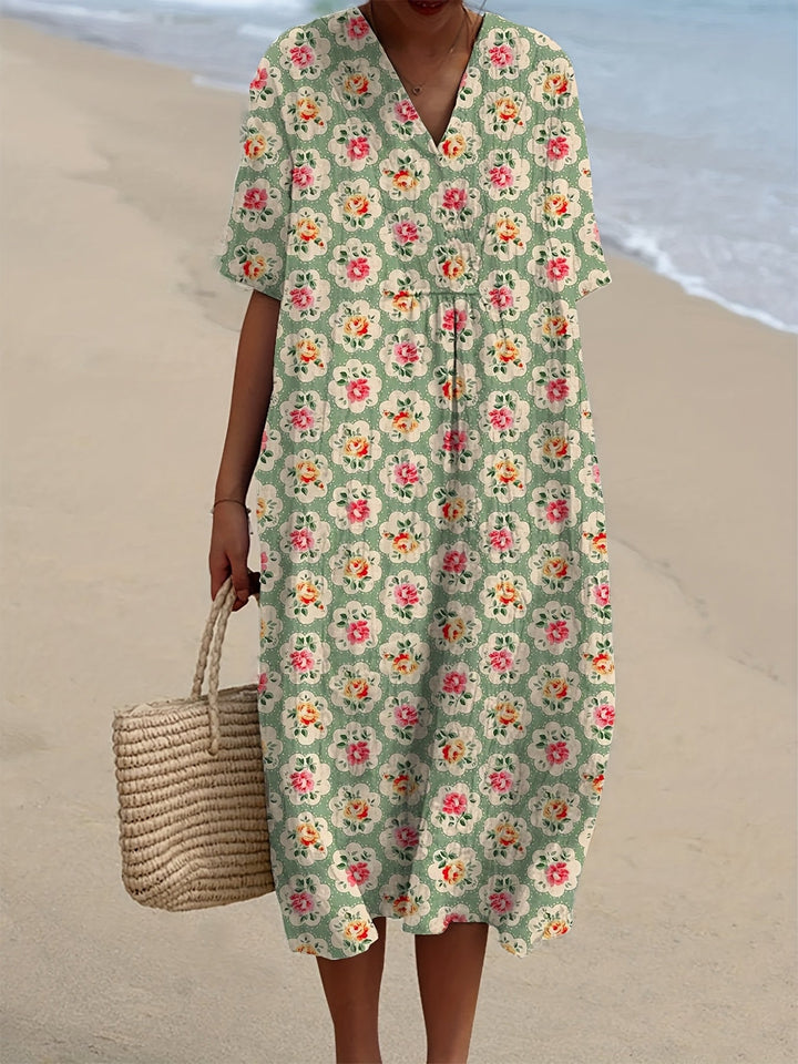 Mabel | Vintage Meadow Print Summer Dress