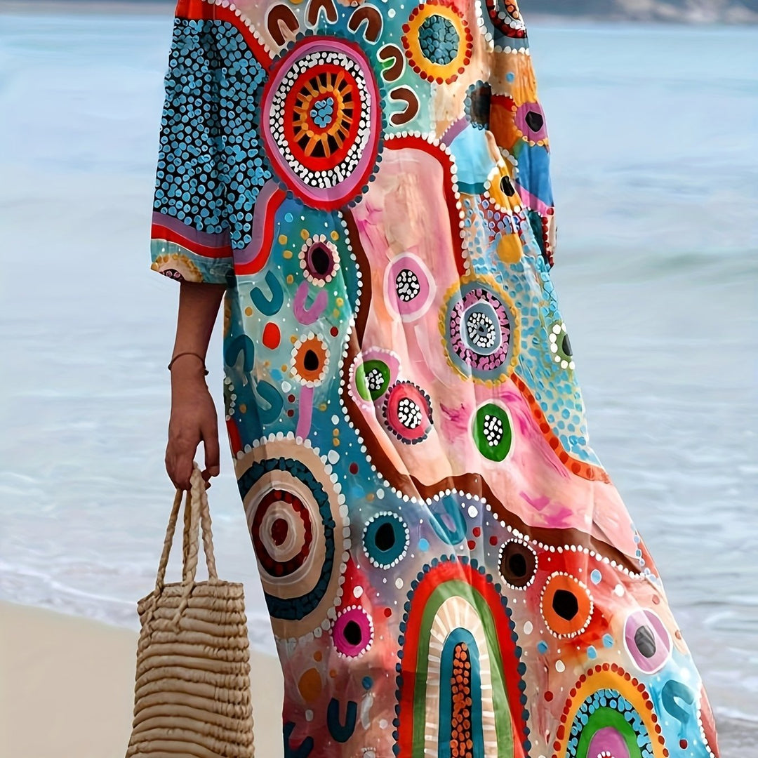 Nova | Rainbow Dream Abstract Midi Dress