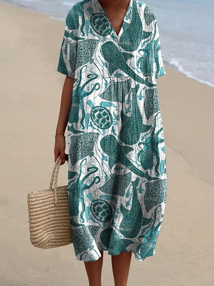 Cleo | Sea Creature Print Relaxed Midi Dress