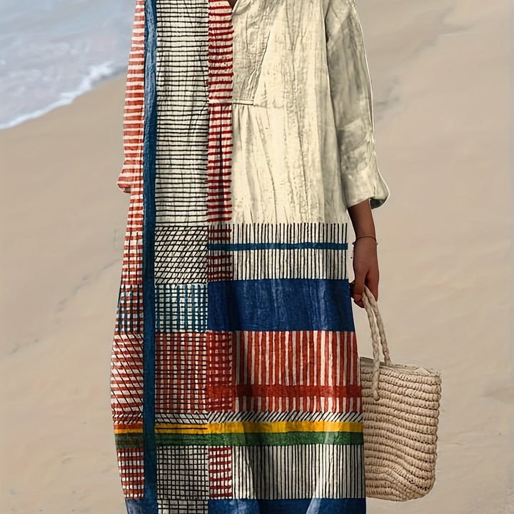 Rowena | Artisan Patchwork Striped Maxi Dress